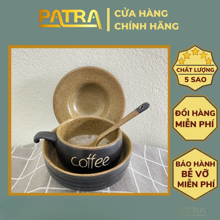 Bộ bát kèm tách hâm nóng cafe gốm sứ bát tràng