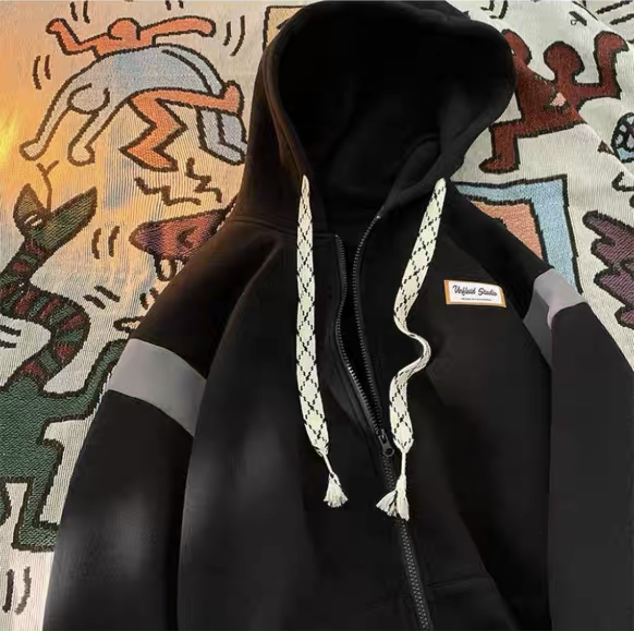 ÁO KHOÁC HOODIES THUN NỈ NGOẠI CAO CẤP DÂY KHÓA KÉO FROM RỘNG PHỐI SỌC KẺ VAI MẪU MỚI HOT TRENT. XUT
