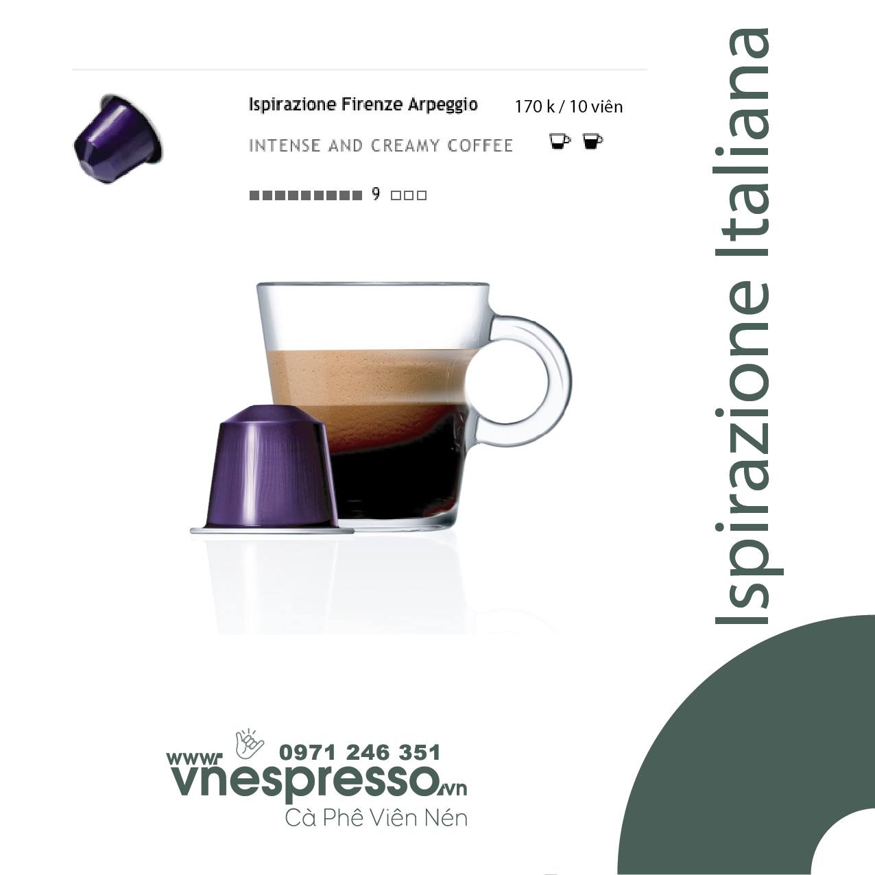 Viên nén cà phê ARPEGGIO - Nespresso "Đậm Đà" - Hộp 10 viên