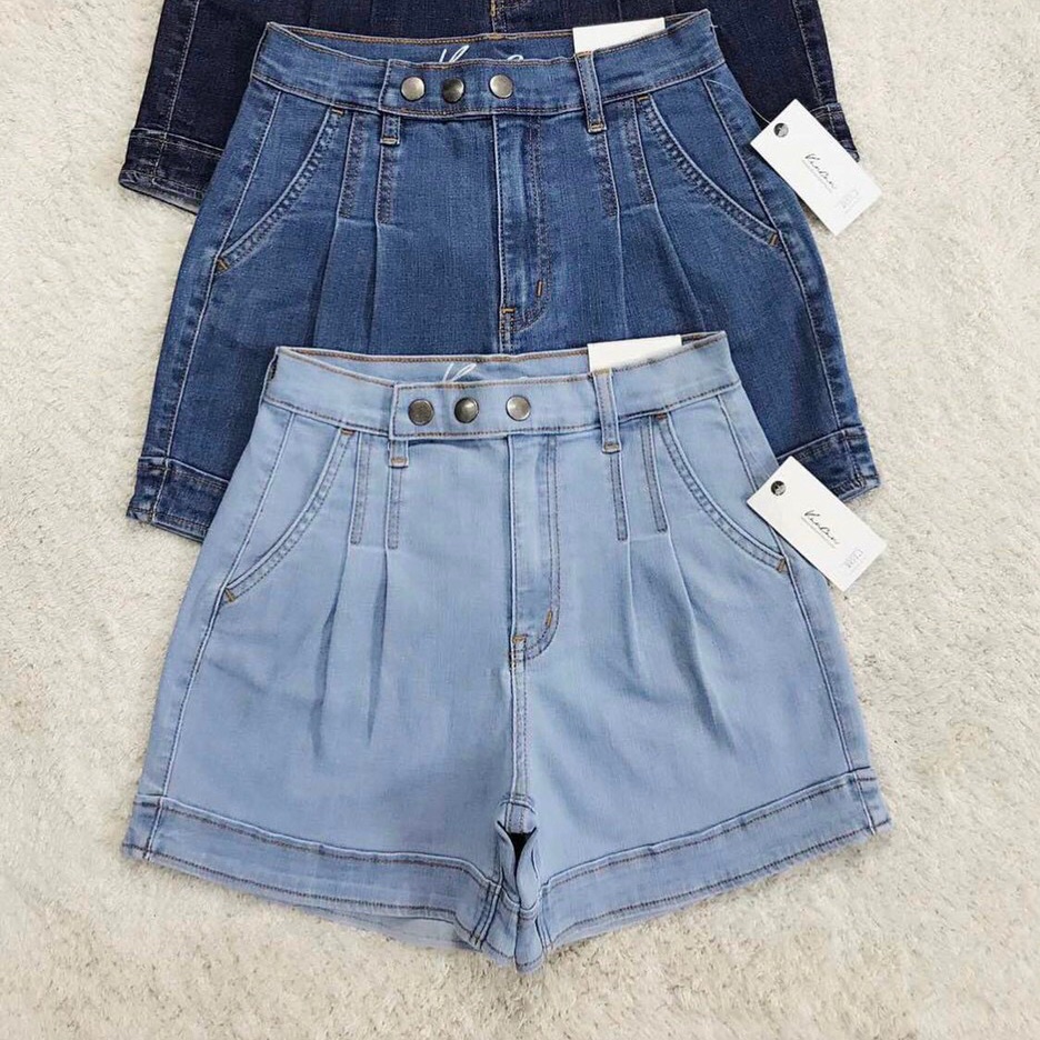 Quần short jeans nữ lưng cao túi xéo