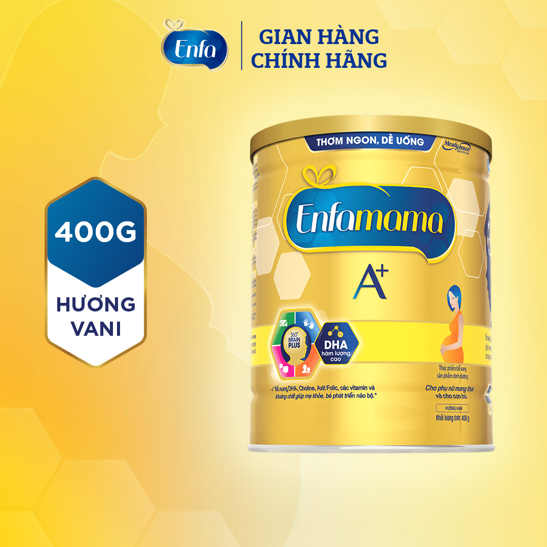 Sữa bầu Enfamama 360° Brain Plus cho mẹ mang thai và cho con bú - Vị Vanilla - 400g