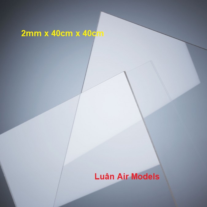 (2mm 40x40cm) Combo 2 tấm nhựa mica cứng trong suốt, làm hồ cá mica, chuồng mica, hộp mica, kính khung ảnh, mica ốp biển số xe, chế đồ chơi sáng tạo, mô hình thủ công, trang trí nội thất, có cắt lại theo yêu cầu  - Luân Air Models