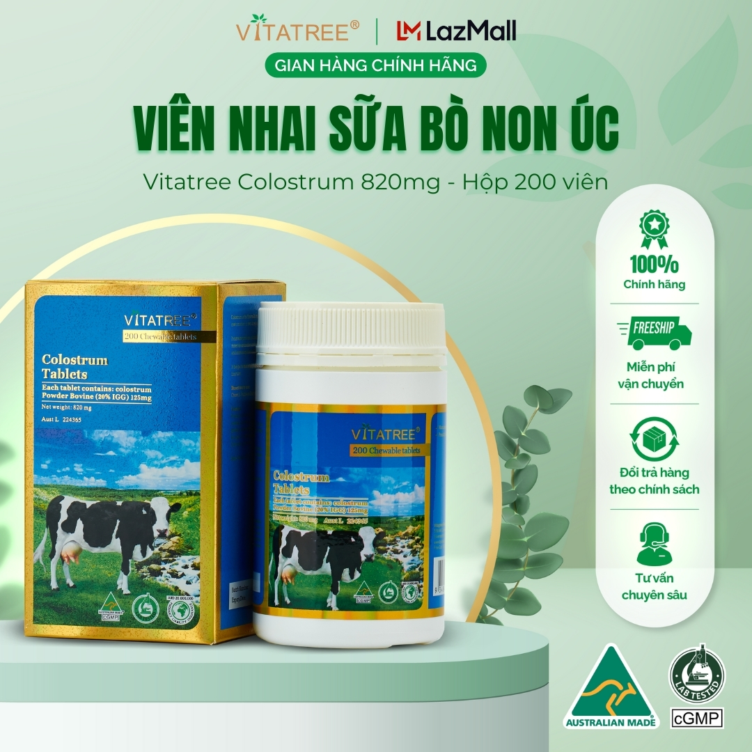 Viên sữa non Úc Vitatree Colostrum 820mg 200 viên - Hàng chính hãng