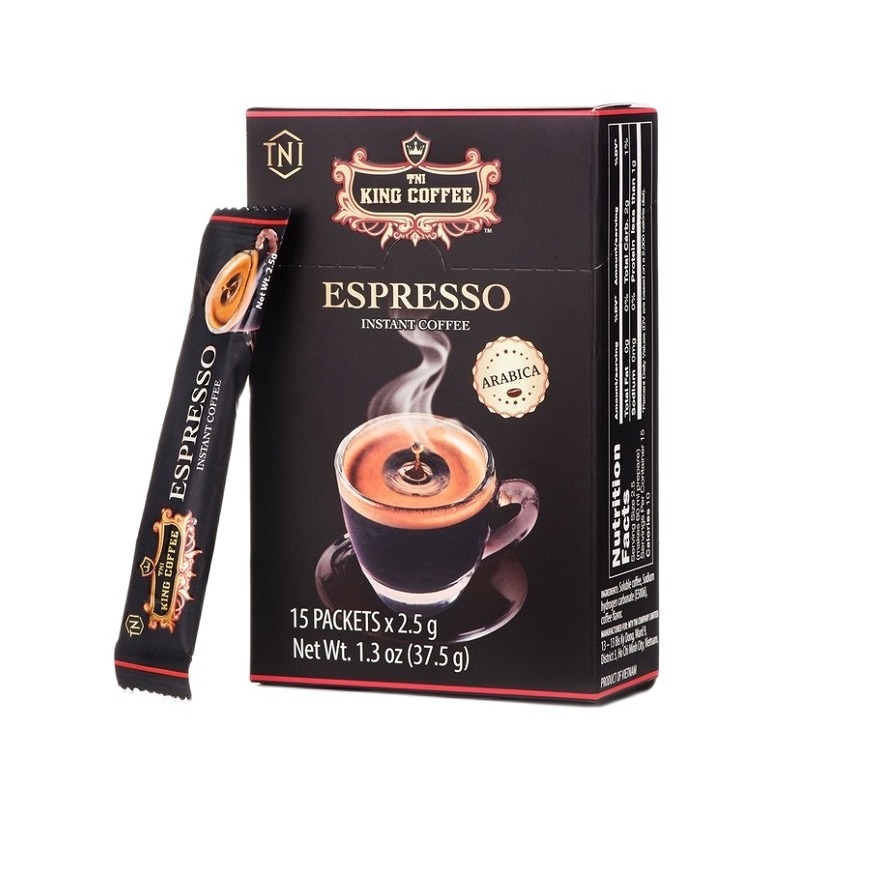 Cà Phê Đen Hòa Tan Espresso KING COFFEE - Hộp 15 gói x 2.5g