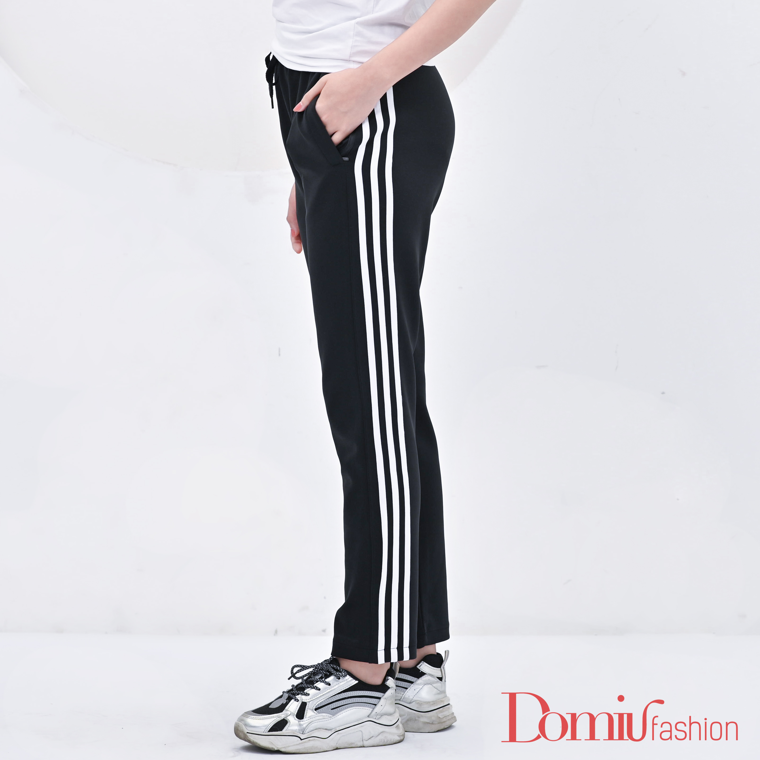 Quần Thể Thao Nữ Nam Dài 3 Sọc Ống Suông