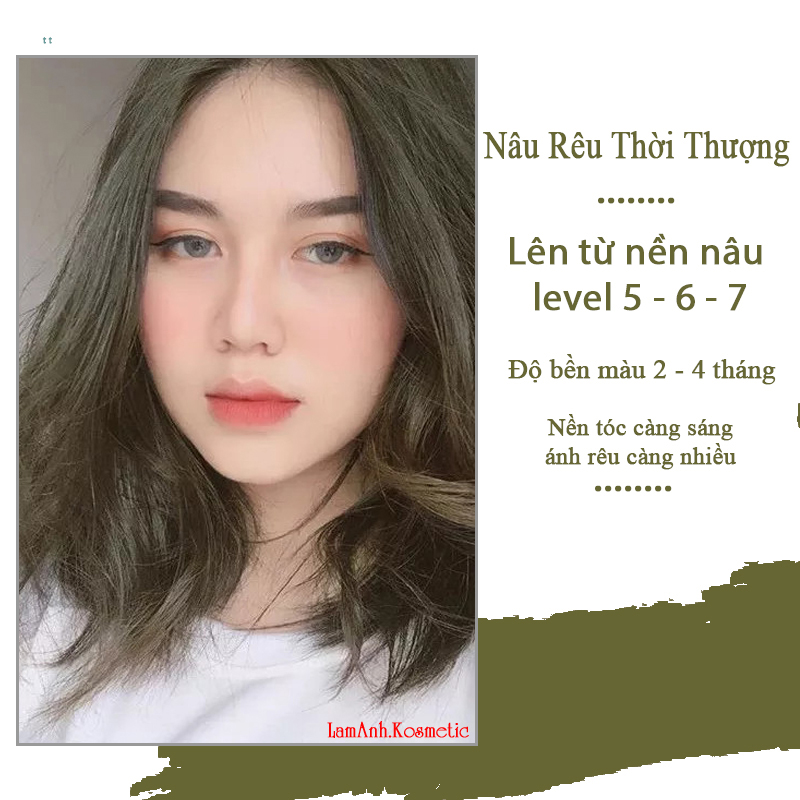 Thuốc nhuộm tóc màu Nâu Rêu màu nhuộm lên chuẩn tone kem nhuộm an toàn không sót da đầu mầu nhuộm tóc chính hãng