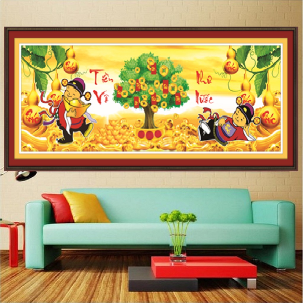 Tranh đính đá tiền vô như nước lg1594 - kt 120x55cm