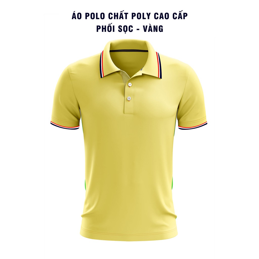 Áo polo chất poly phối sọc - vàng bt7