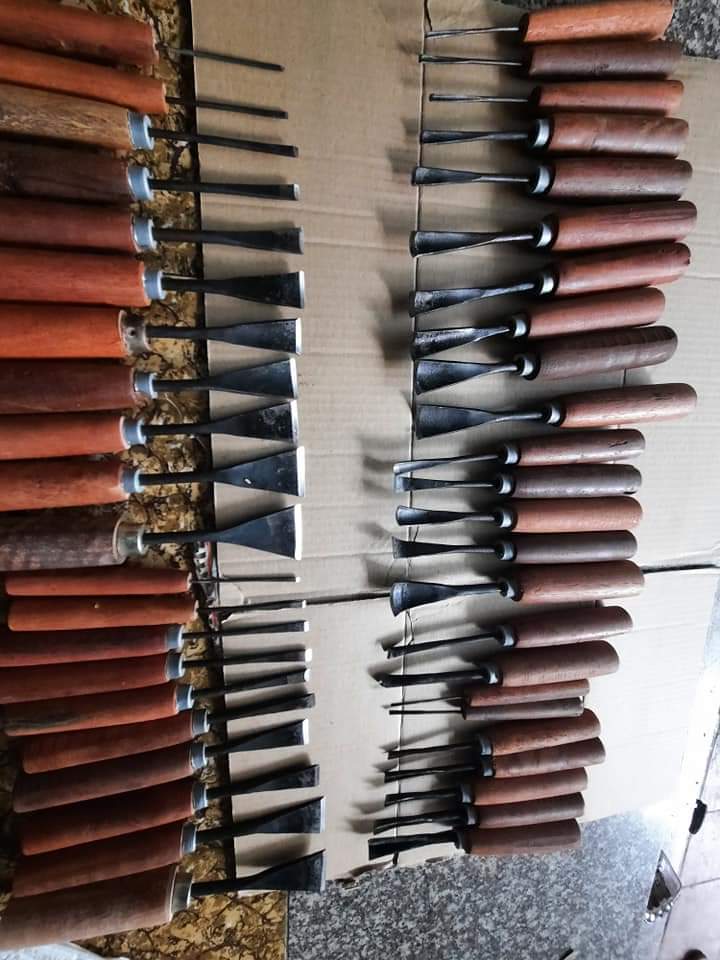 Bộ đục điêu khắc gỗ 45 cây mài sắc tra cán đầy đủ đục chạm khắc đục tượng hoa lá sáo diều