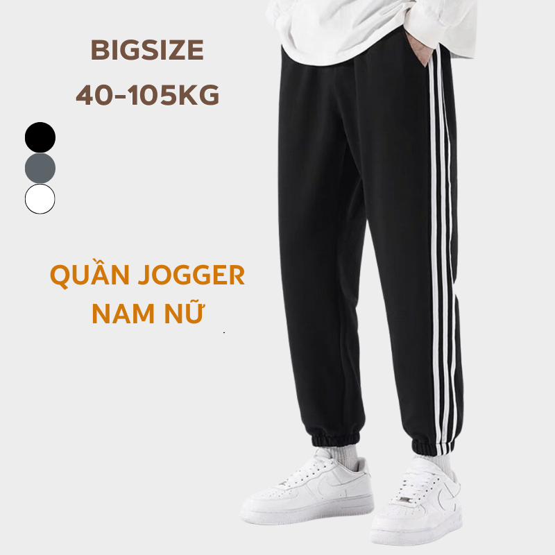 40-105kg Quần Jogger Nam Nữ Thời Trang Bigsize Unisex lai thun (3 sọc-trơn)