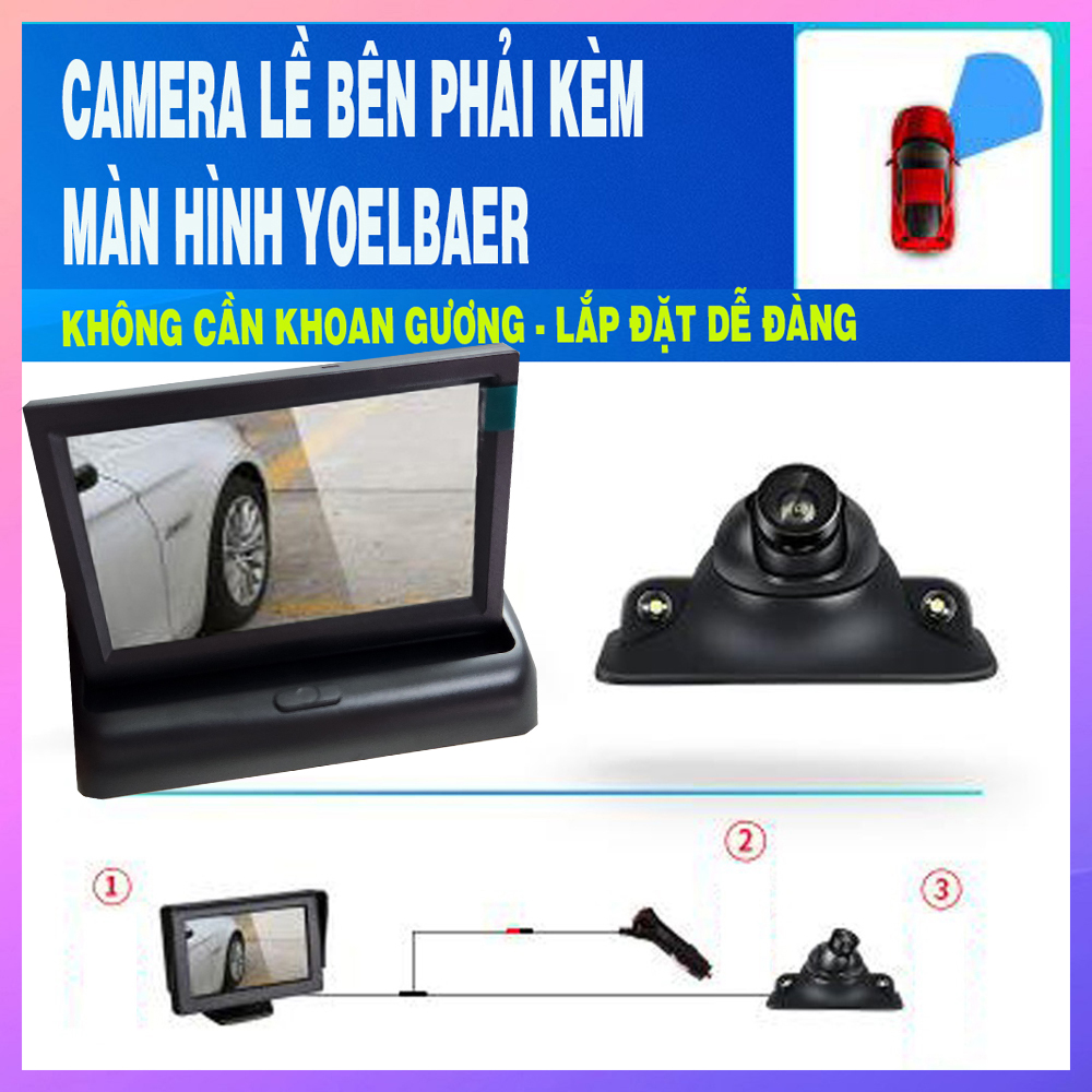 Camera căn lề ô tô - ( combo màn hình 4.3 lcd + camera cập lề phải không cần khoan gương)