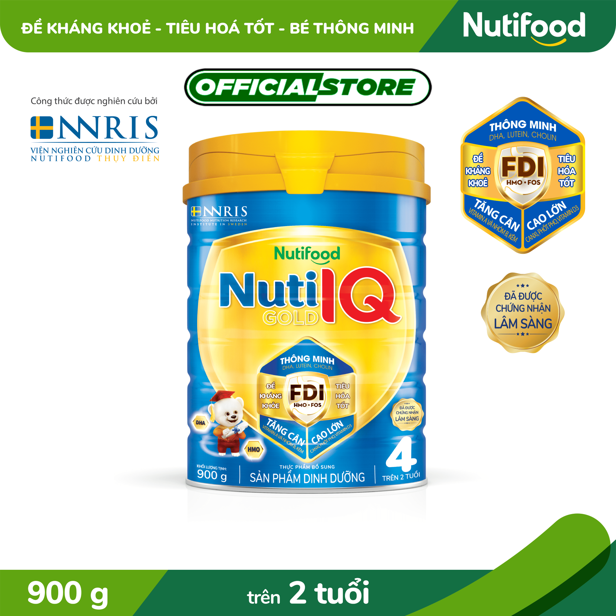 Sữa bột nuti iq gold step 4 trên 2 tuổi lon 900g- đề kháng khỏe và tiêu hóa tốt