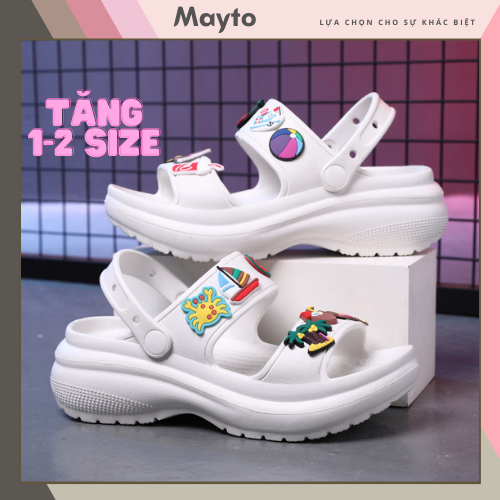 [FREESHIP MAX] Sandal nữ đế cao có quai hậu độn đế 6cm MayTo kèm 14 jibbitz dễ thương màu trắng, hồng, đen DS-01