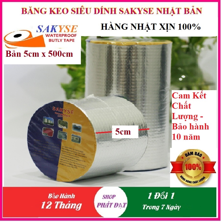 Keo dán đa năng, Băng Keo Siêu Dính Chống Thấm Nước Nhật Bản Sakyse Cao cấp , keo chống thấm trần nhà bê tông, Chịu Nhiệt Chống Thấm Dán Các Vết Nứt Hiệu Quả, Chống Thấm Cho Tường, Mái Tôn, Ống Nước, Phao Bơi