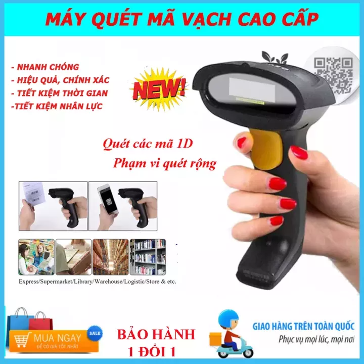 Máy quét mã vạch, máy bắn mã vạch không dây, , Máy quét mã vạch không dây cao cấp, Máy Scan cực nhanh, chính xác, nhỏ gọn, công nghệ laser tiên tiến, sử dụng ổn định - BH 12 tháng