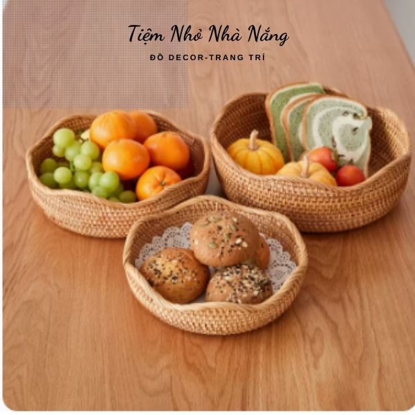 Rổ mây tre đan đựng đồ khô, trái cây,mỹ phẩm, giỏ đựng đồ bằng mây tre decor phòng khách, phòng ăn