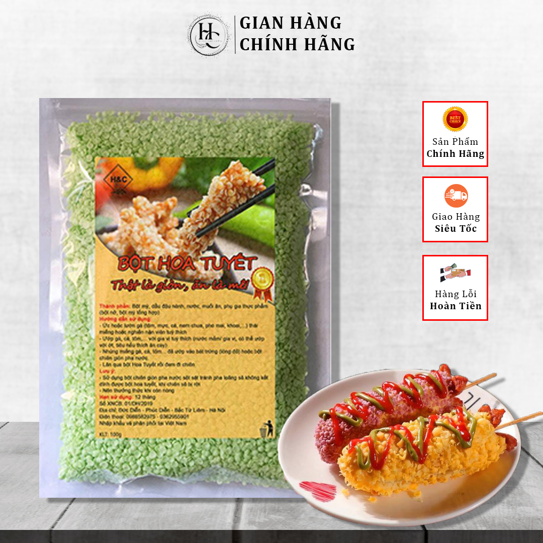 Bột hoa tuyết chiên xù 500g - giòn tan màu xanh