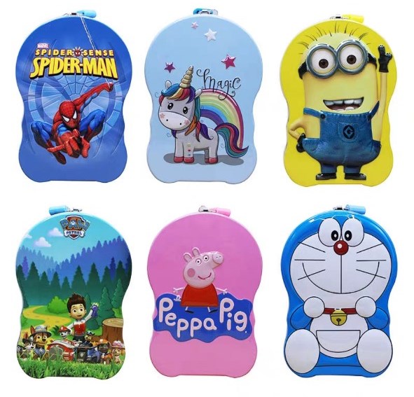 HỘP THIẾC TIẾT KIỆM - HỌA TIẾT HOẠT HÌNH - CỠ TO ĐỰNG ĐƯỢC NHIỀU ĐỒ - CÓ KÈM KHÓA