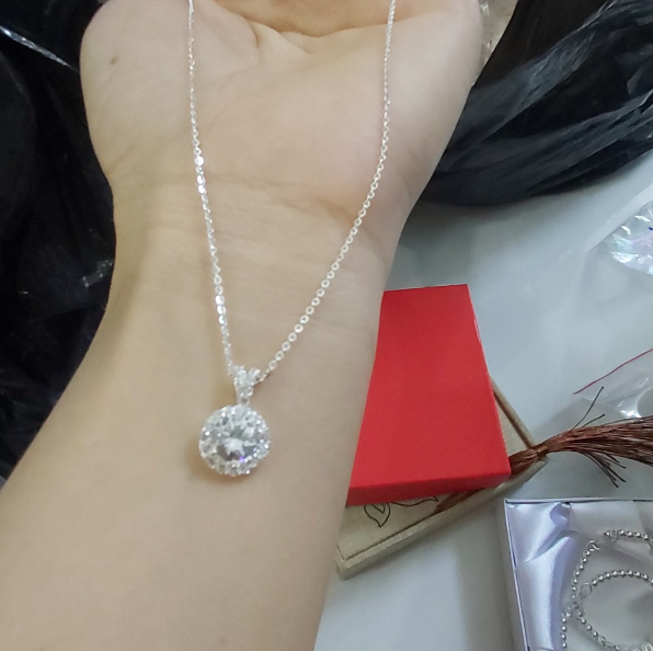 [HCM]Bộ dây bạc + mặt bạc đính đá ý đơn giản đẹp chuẩn bạc nguyên chất thật 100% ( hình thật ) shop sẻ gọi tư vấn