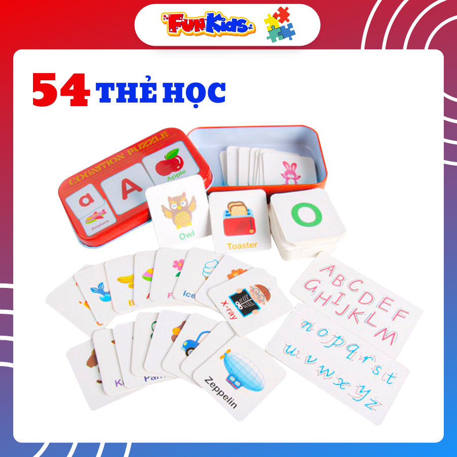 Hộp thẻ học thông minh Flashcard Tiếng Anh chủ đề chữ cái và từ vựng, kích thích phát triển trí não và tư duy ngôn ngữ cho bé từ 2 đến 6 tuổi