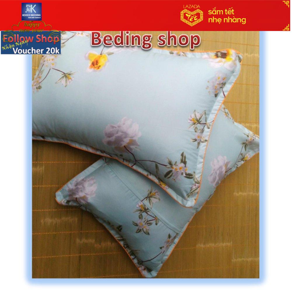 (FreeShip MAX) Bộ 2 Ruột Gối Kèm 2 Vỏ Gối (Ép Chân Không) Hoa 3d 45cmx65cm