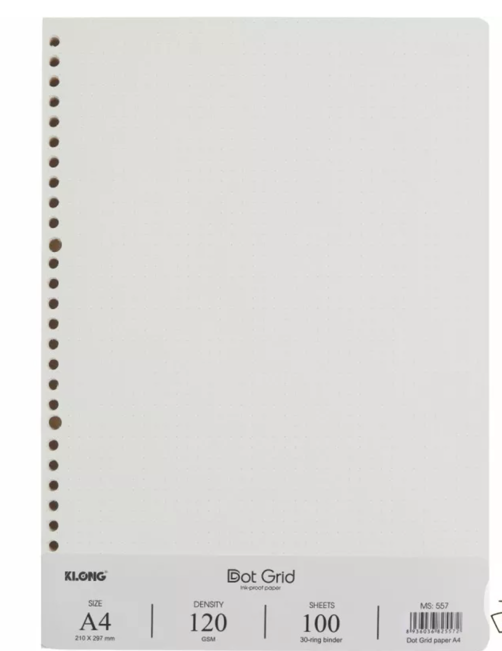 Ruột sổ còng Klong A4 tập 100 tờ caro/dotgrid/ kẻ ngang, giấy refill binder Klong 120gsm-VPPKLONG