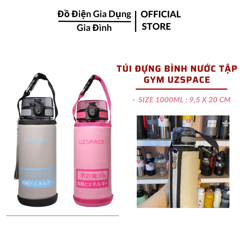 Túi đựng bình nước uzspace dung tích 1000ml kích thước 9.5cm*20cm chất liệu da pu có quai xách