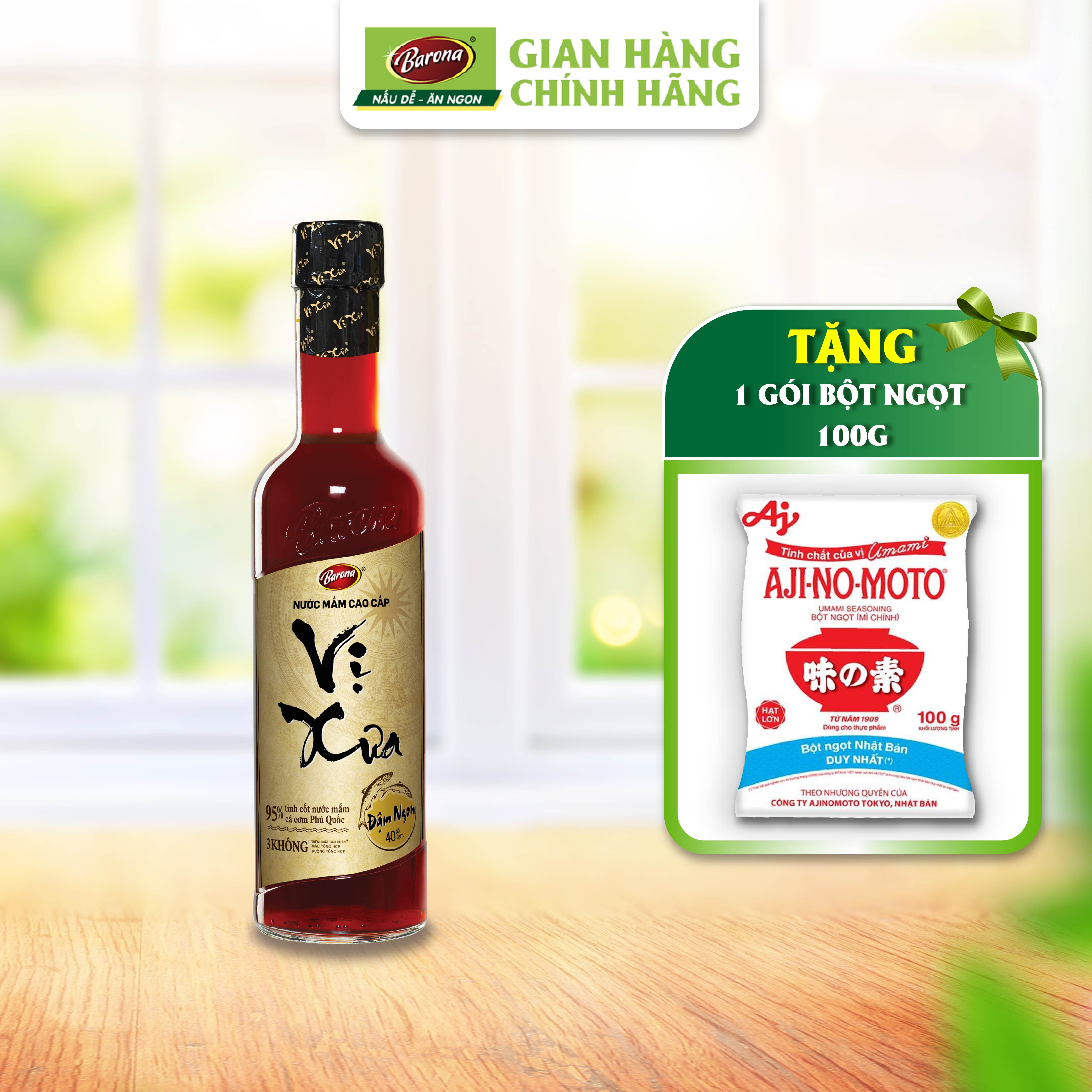 1 chai Nước mắm Cao Cấp Vị Xưa Barona 40 độ đạm 500ml + [Tặng 100g bột ngọt]