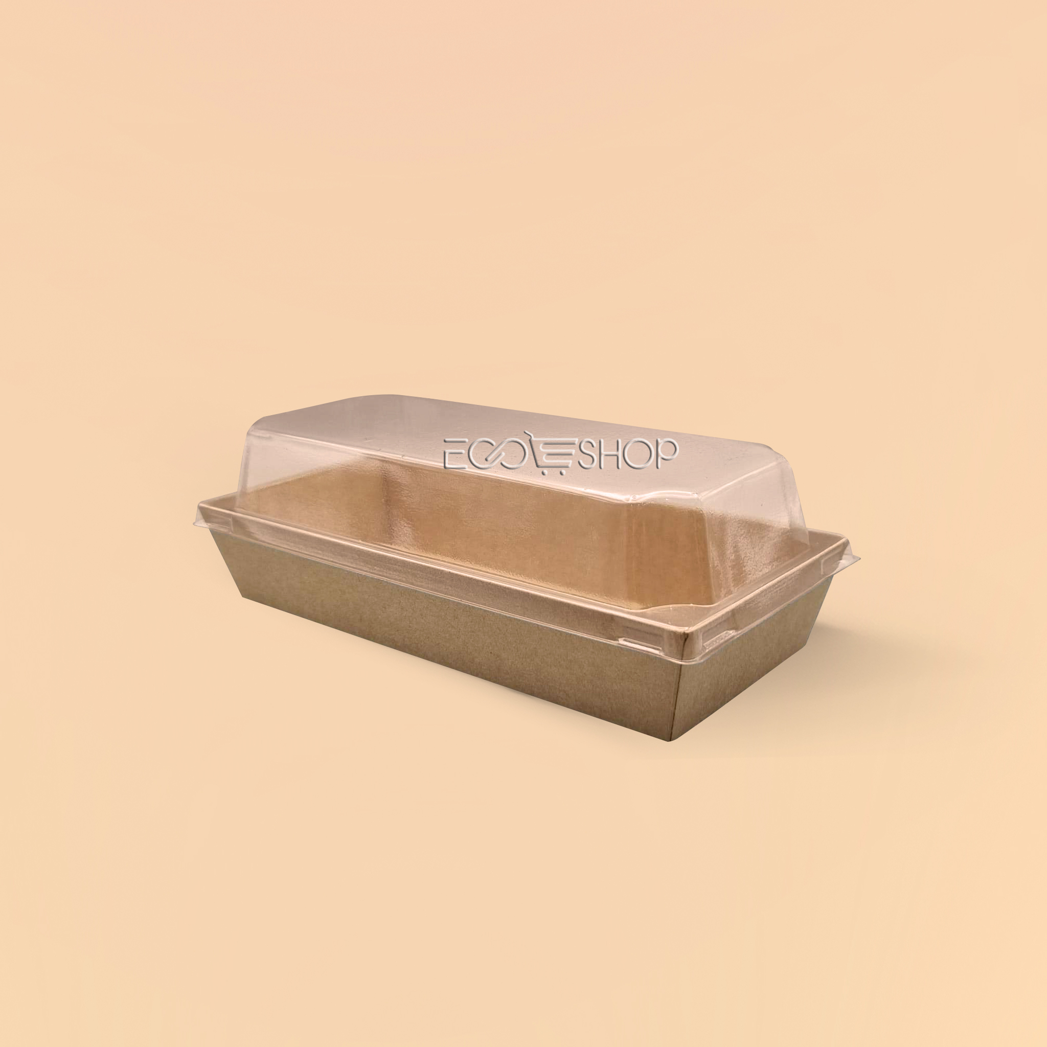 Hộp giấy kraft đựng bánh E1985 + nắp PET (Lốc 100 cái)