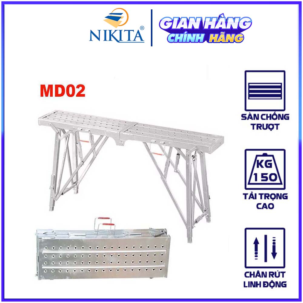 Giàn giáo di động đa năng- Chiều cao có thể thay đổi theo ý muốn - Dài 1m4 đến 2m - Chính hãng NIKITA
