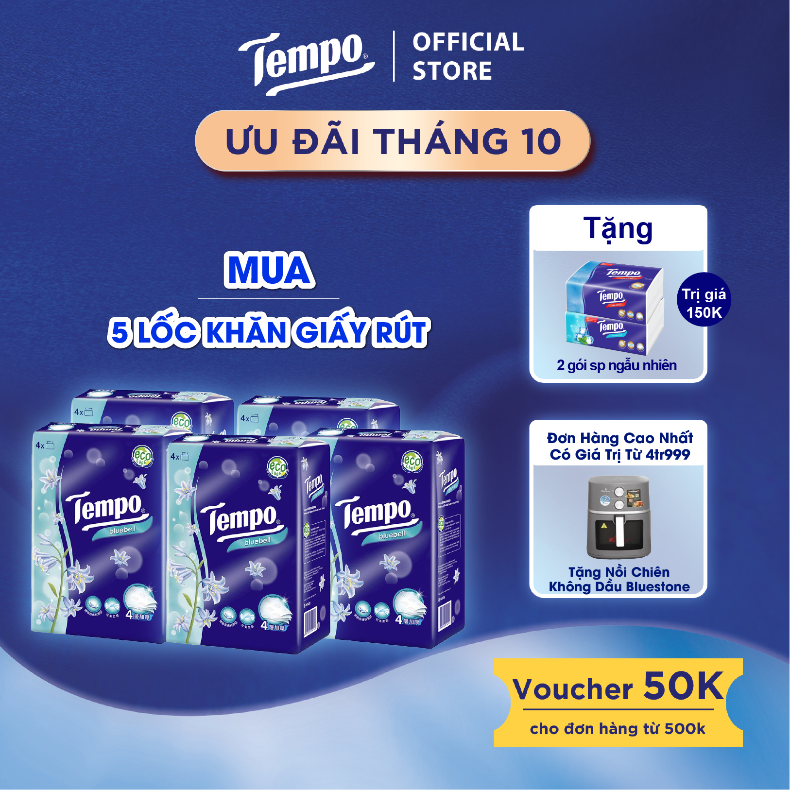 [MUA 5 LỐC TẶNG 2 GÓI GIẤY RÚT] Khăn giấy rút cao cấp Tempo  - 4 lớp bền dai, an toàn cho da - Thương hiệu Đức (Lốc 4 gói)