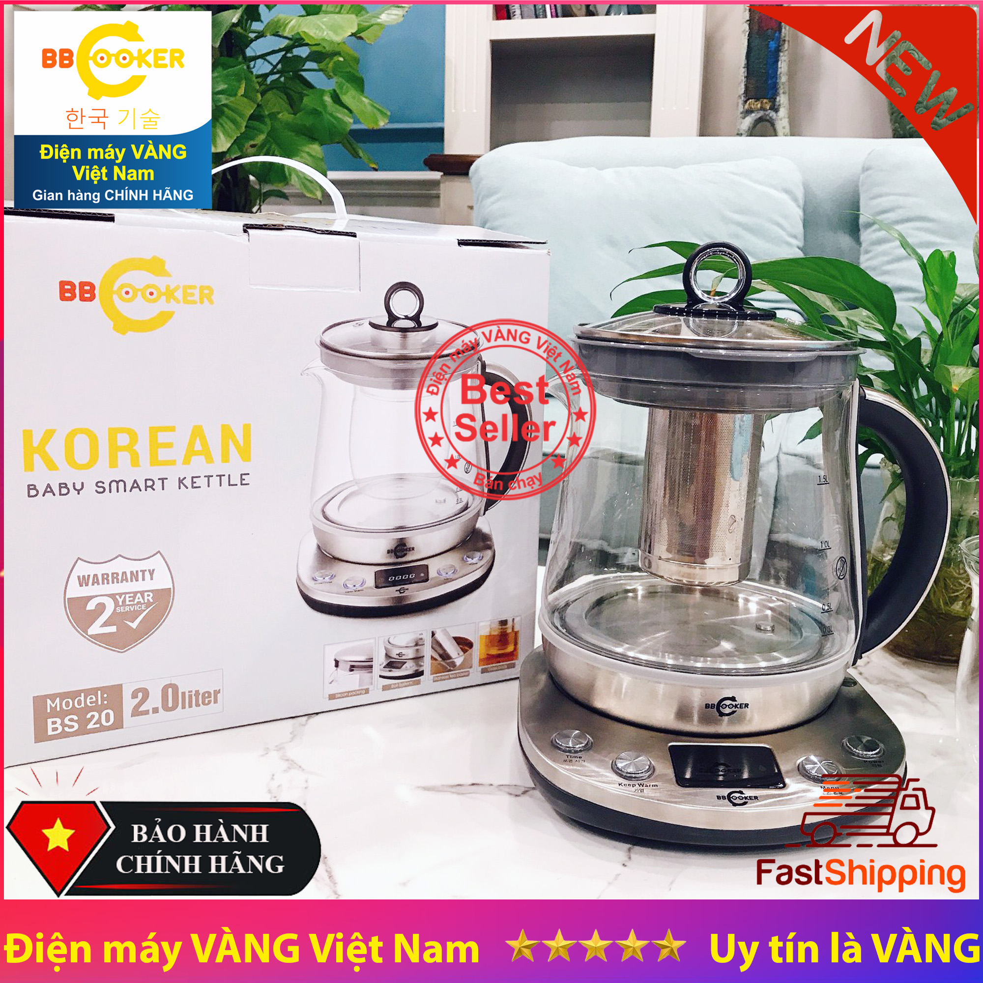 Ấm đun nấu đa năng, chưng yến, nấu cháo, hầm BBcooker BS 20