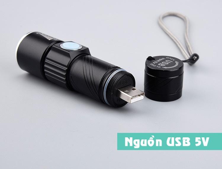 [HCM]Đèn pin LED mini zoom siêu sáng cổng sạc USB