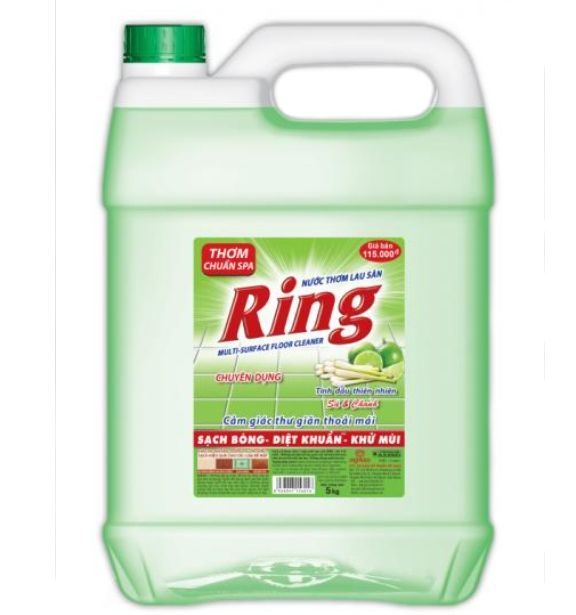 Nước lau sàn Sả Chanh Ring sạch bóng, diệt khuẩn, khử mùi, cảm giác mát mẻ sảng khoái 5kg