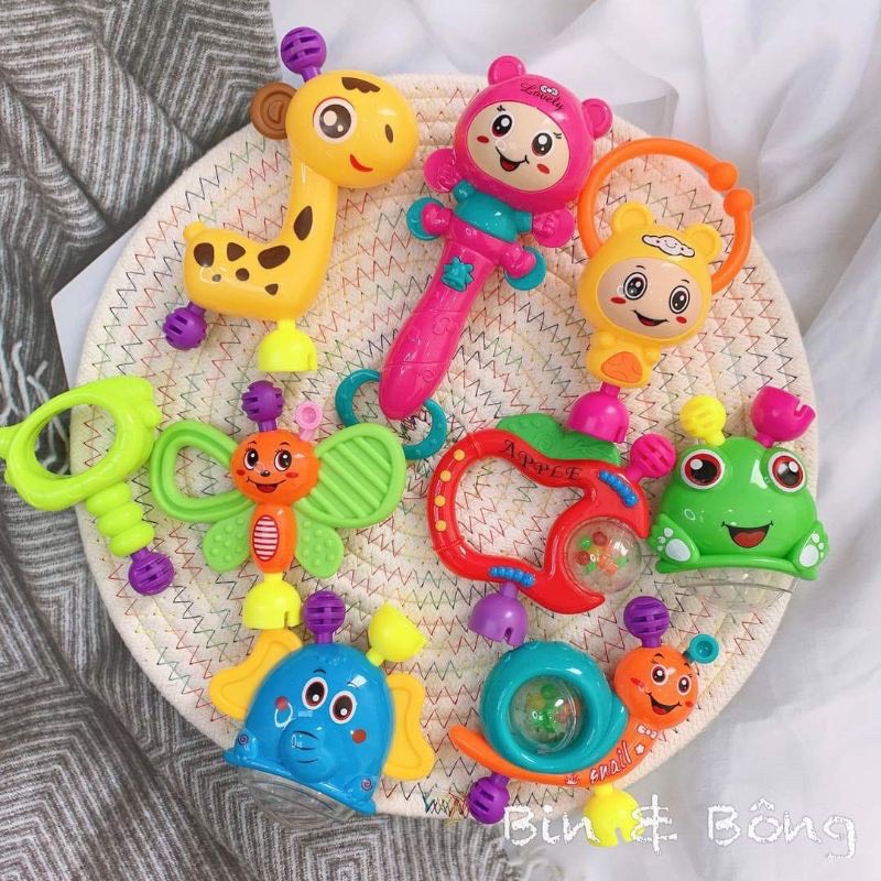 Bộ Đồ Chơi Xúc Xắc Lục Lạc Gặm Nướu 10 Chi Tiết An Toàn, Đáng Yêu Cho Bé