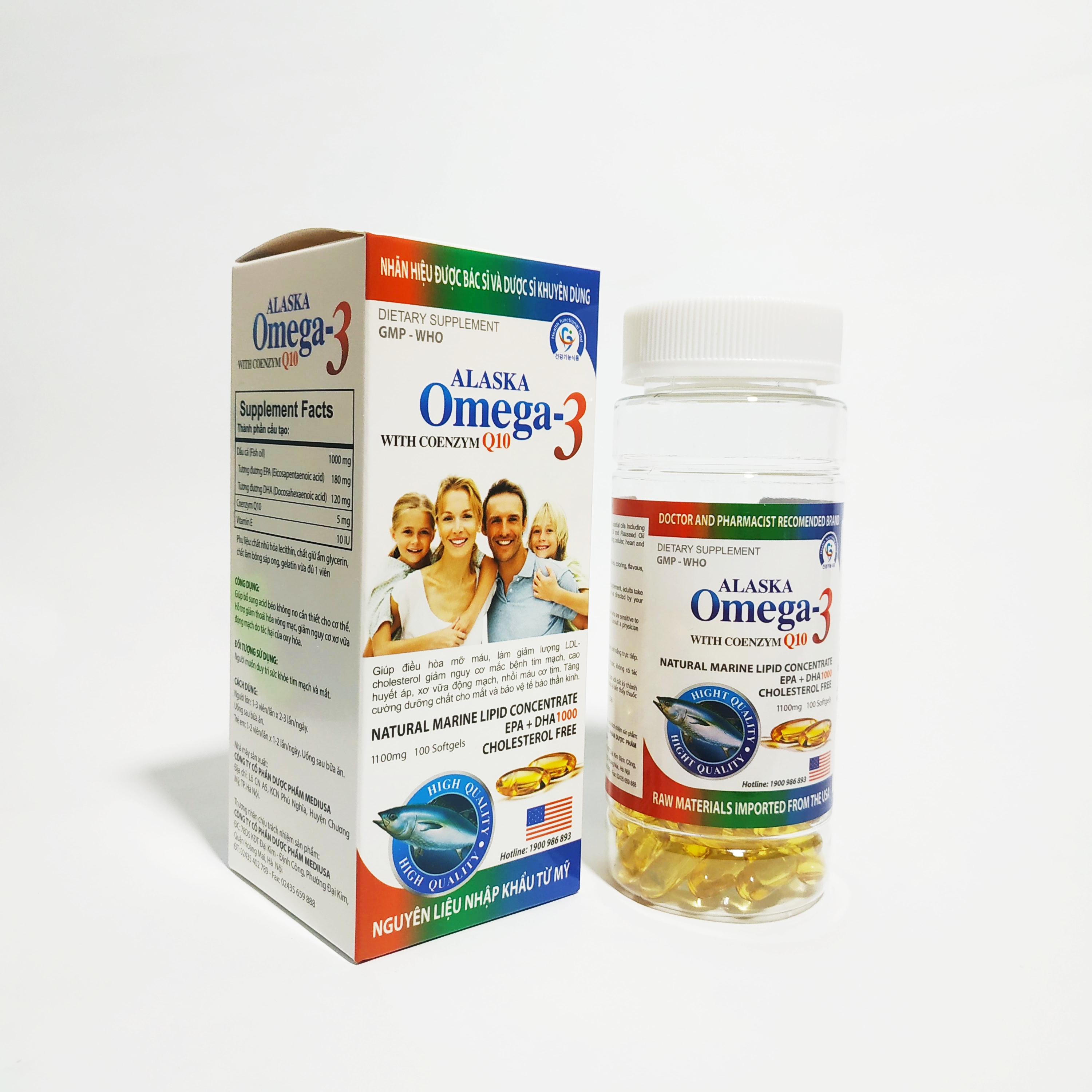Viên Uống Dầu Cá Omega3 - Alaska Omega 3 Tốt Cho Mắt, Tim, Não - Hỗ Trợ Đẹp Da - Giảm Nguy Cơ Mắc Bệnh Tim Mạch - Dùng Cho Mọi Đối Tượng - Lọ 100 Viên
