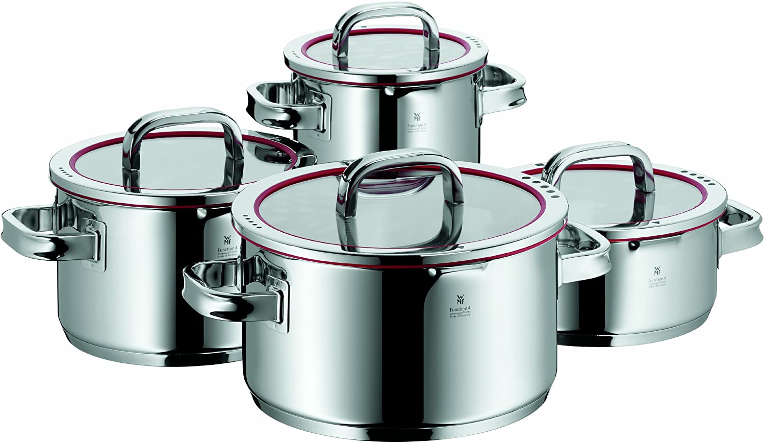 Bộ nồi inox nắp vung kính wnf function, 4 nồi