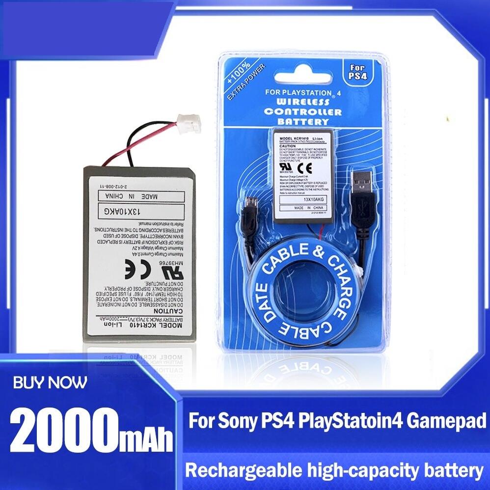 Bộ pin li-ion 2000mah 3.7v + kèm cáp sạc usb cho tay cầm chơi game ps4 bộ điều khiển tay cầm không dây