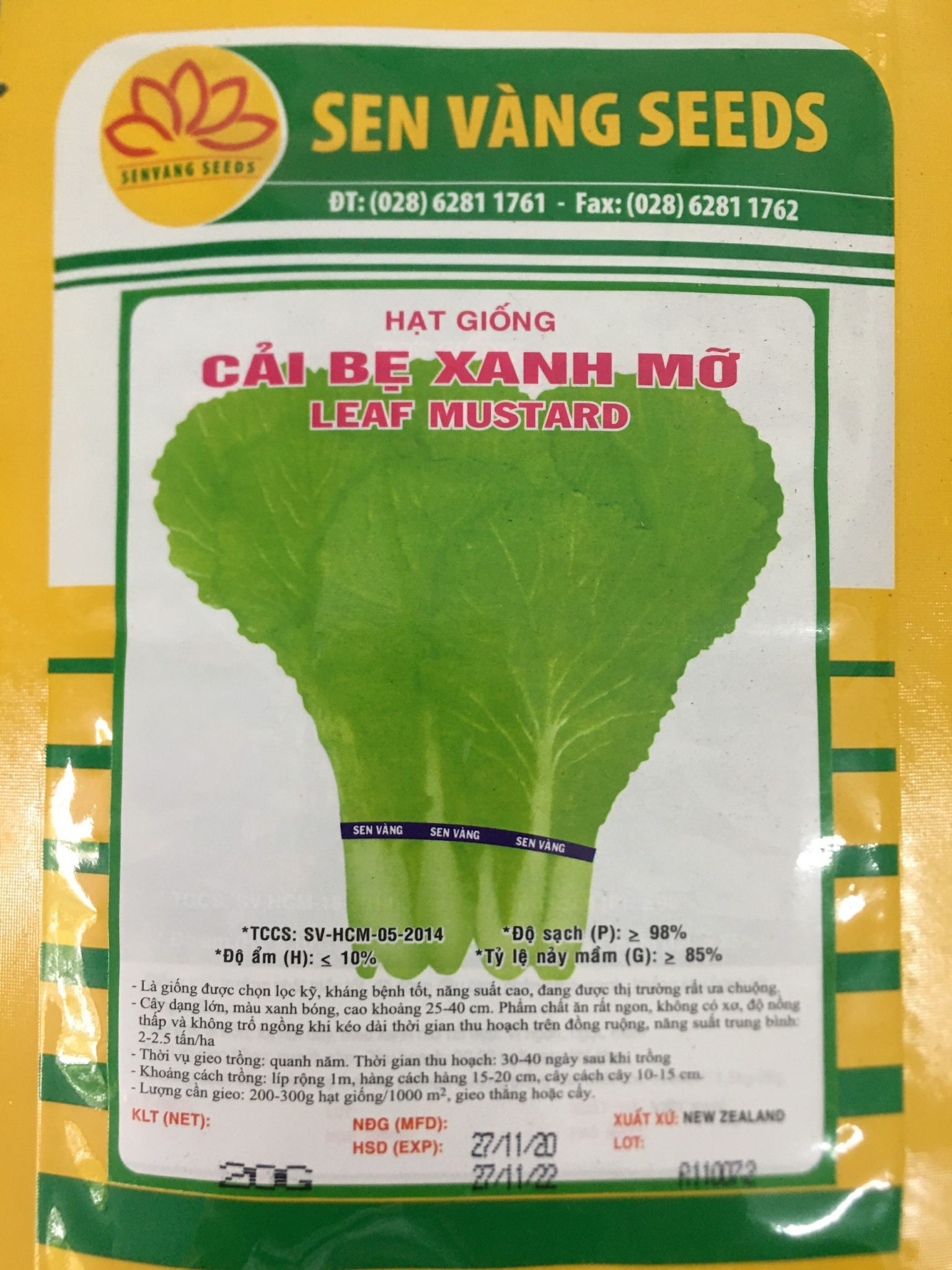 Cải bẹ xanh mỡ 20g Sen Vàng