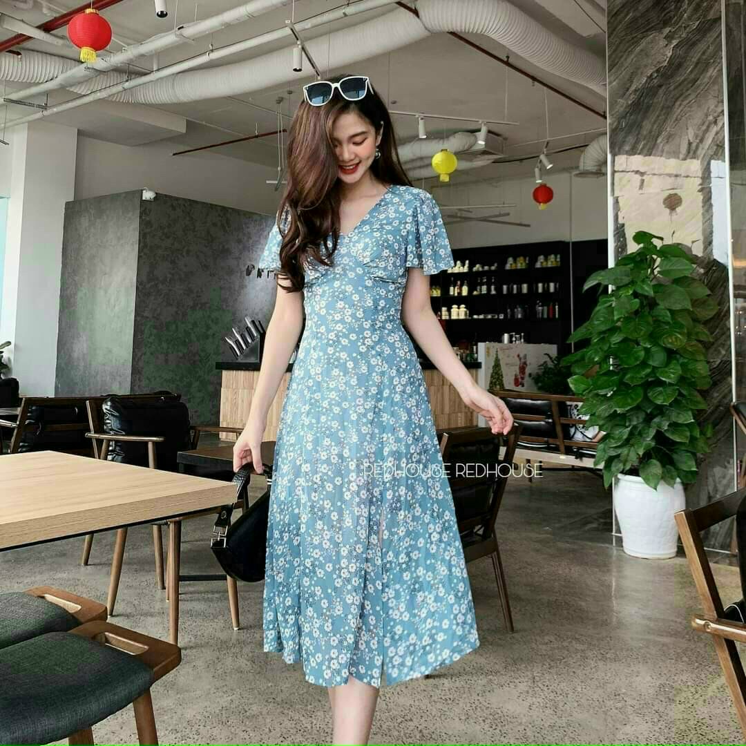 Đầm cánh tiên hoa cúc màu tím váy maxi đi biển voan lụa chụp hình sống ảo siêu đẹp