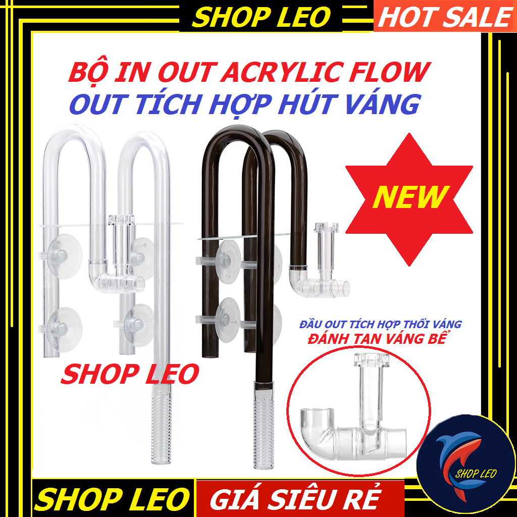Bộ In out Flow AQUAPRO - đầu Out tích hợp thổi váng đánh tan váng- Bộ In out cho máy lọc - Phụ kiện thủy sinh