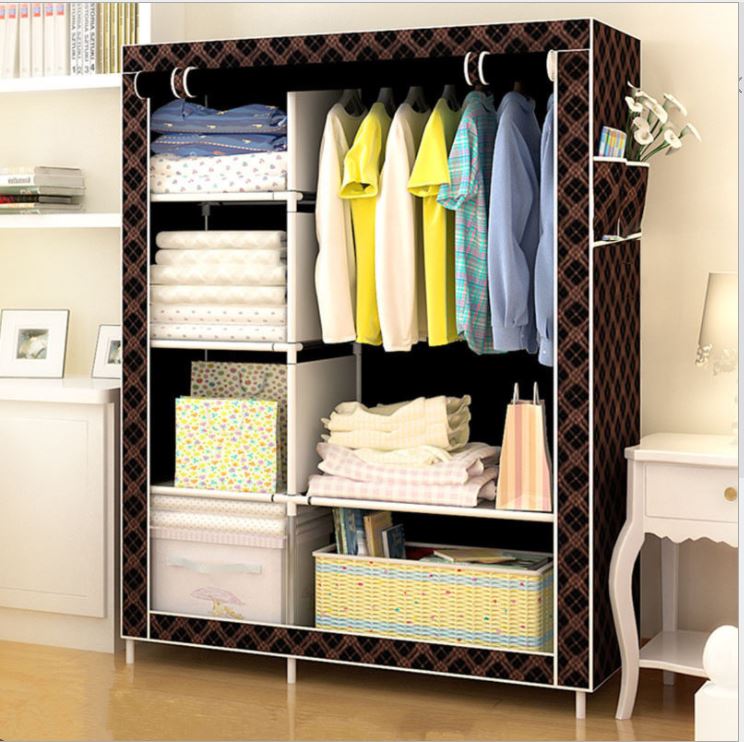 Tuvaicaocapvn Tủ đựng Quần Áo Tủ Vải 3D Khung Thép 2 Buồng Chống ẩm và bụi Tủ Quần Áo bảo hành 1 tháng