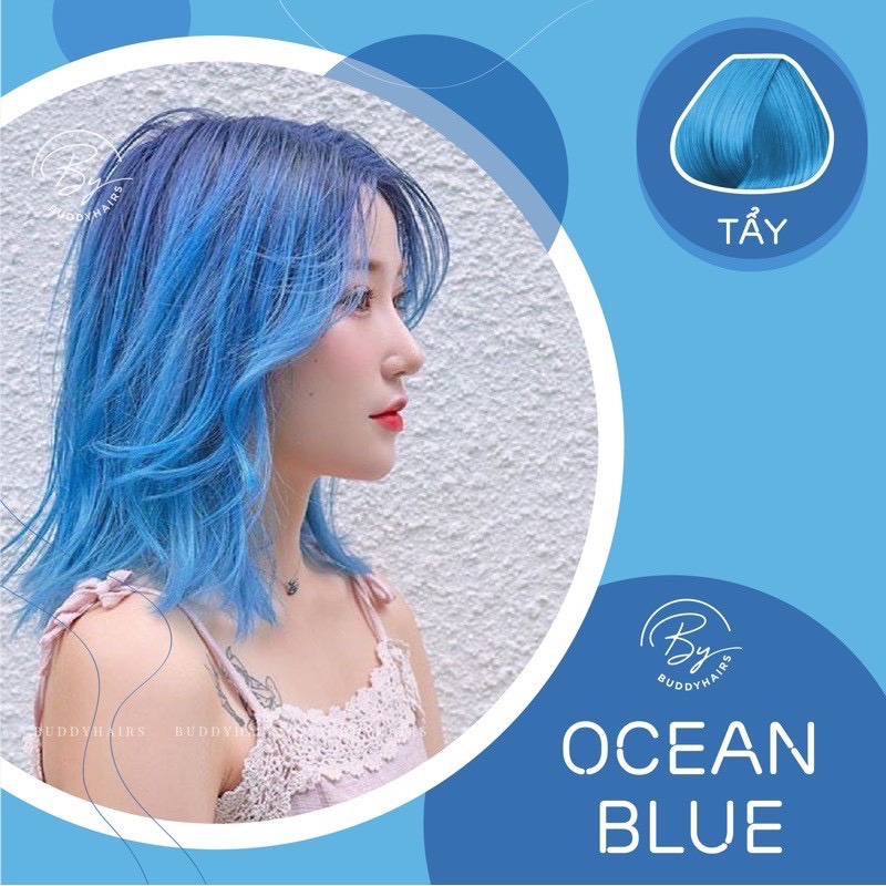 Tự nhuộm tóc tại nhà màu Xanh Ocean Blue, cam kết chuẩn màu, bền màu, dưỡng tóc mềm mượt Blinkhair