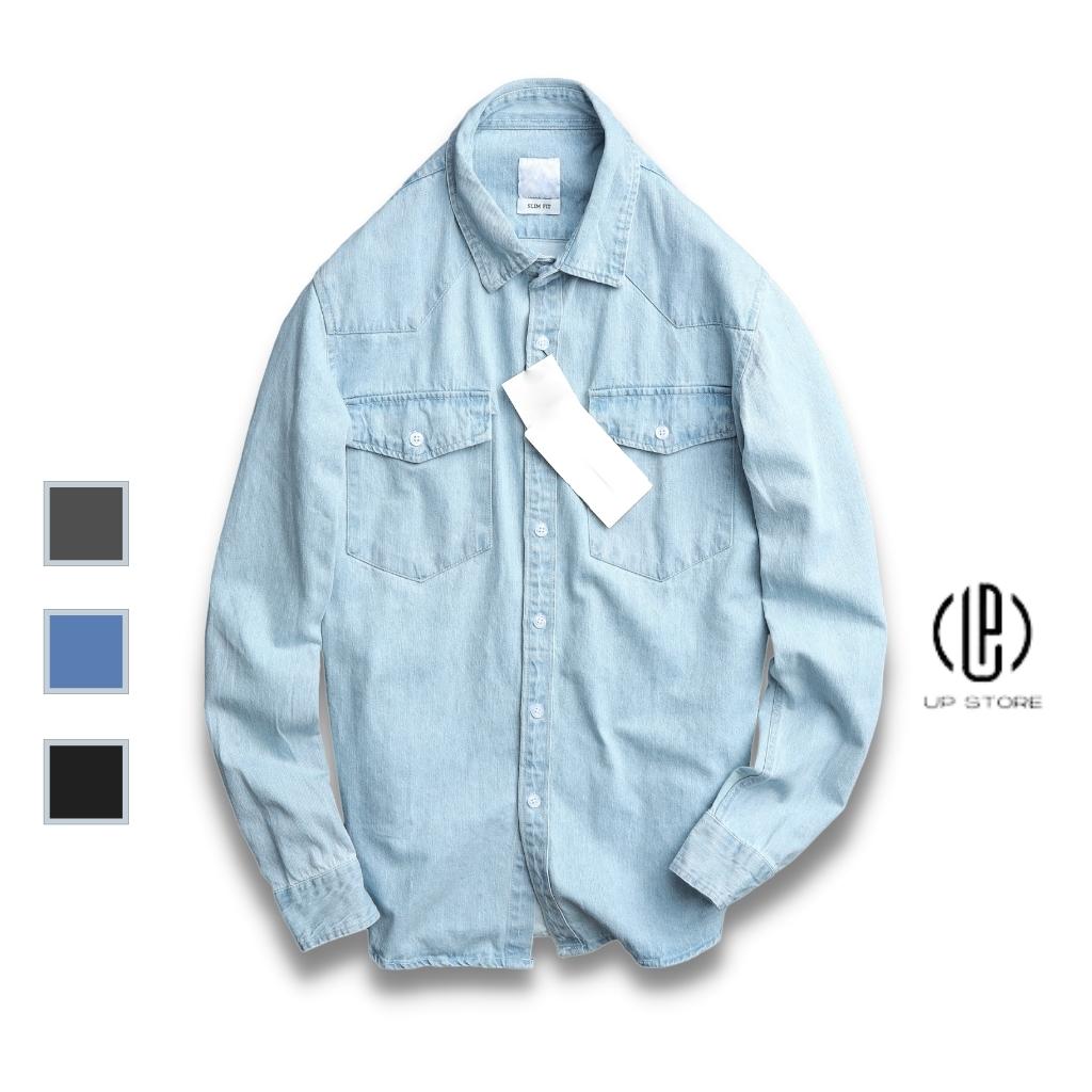 Áo sơmi jean nam 4 màu from đẹp dễ phối upstore asm01