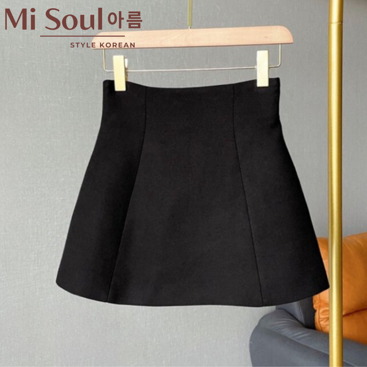 Chân váy kaki cạp cao dáng chữ a xòe phồng misoul tôn eo nâng mông bigsize 141
