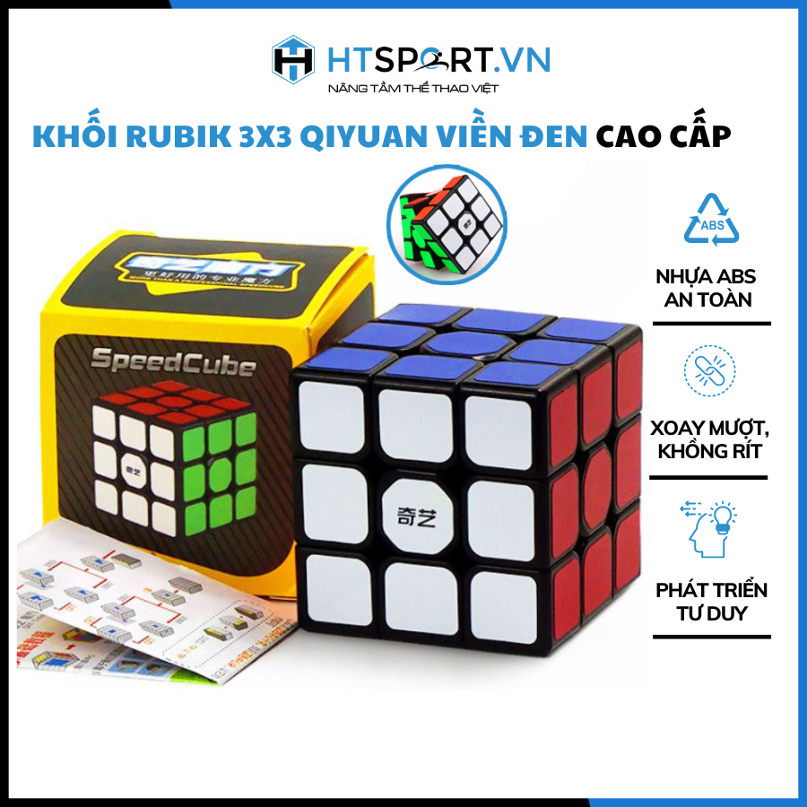 RuBik 3x3, Khối Rubix 3 Tầng Khối Lập Phương Viền Đen, Phát Triễn Trí Tuệ QiYuan CuBe Cao Cấp ( Black )