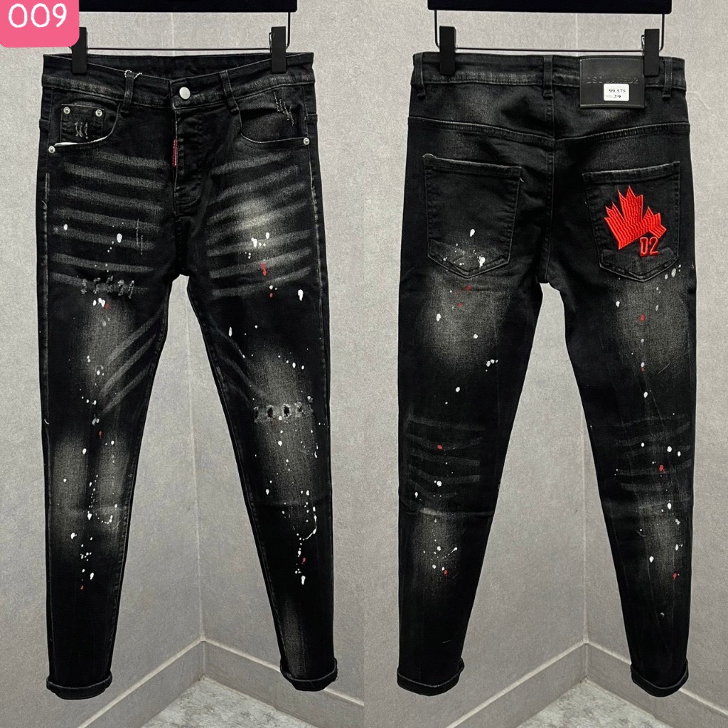 Quần jean nam dài rách xước phối hoạ tiết D.S,Q cao cấp mẫu mới chuẩn shop HH_STOREE MS009,Eo:34