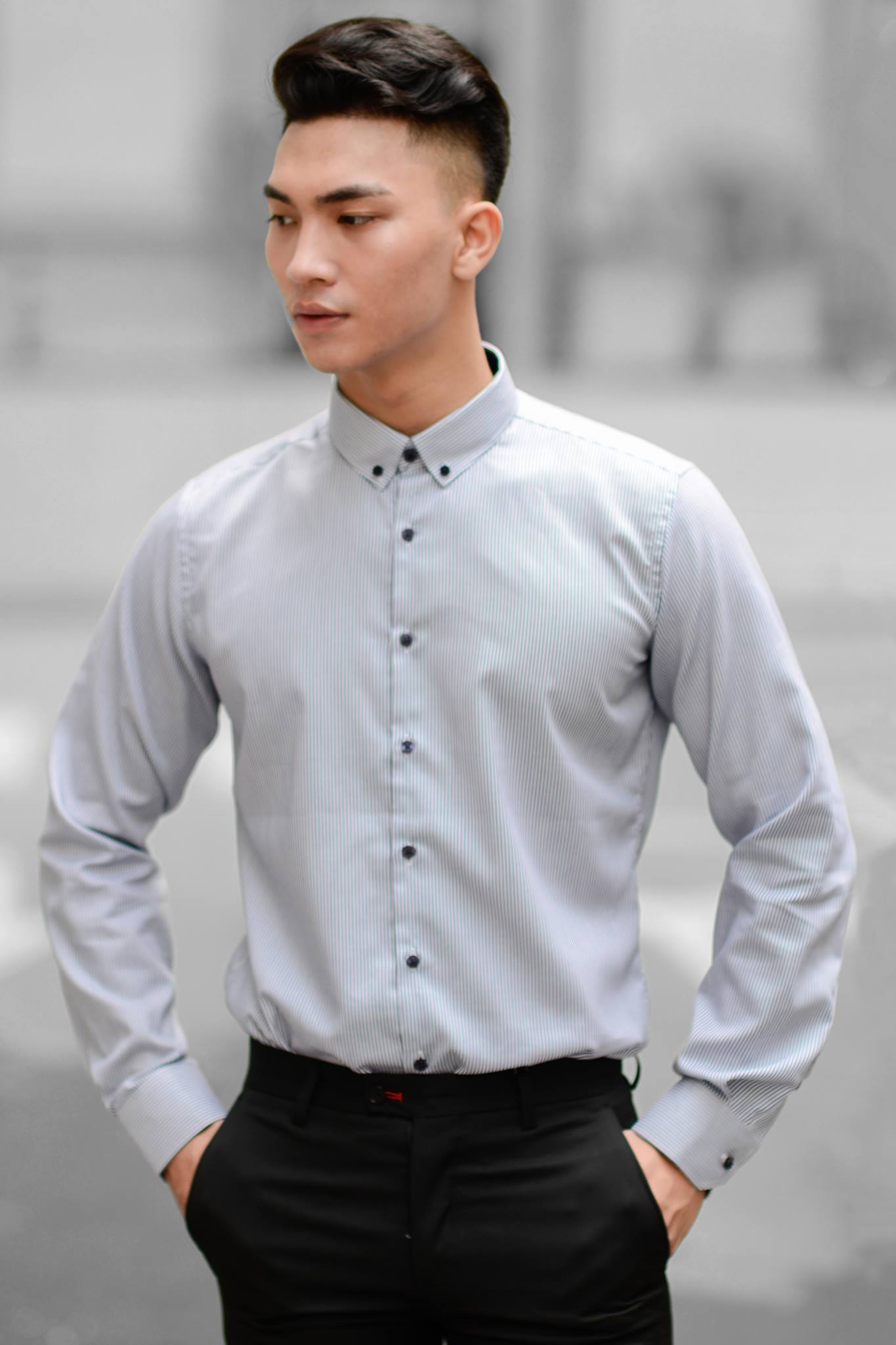 Áo Sơ Mi Kẻ Sọc Nam TUTO5 Menswear Dài Tay Công Sở  Trẻ Trung Cao Cấp Slim fit Shirt Hồng Xanh Tím Đen TRISTAN