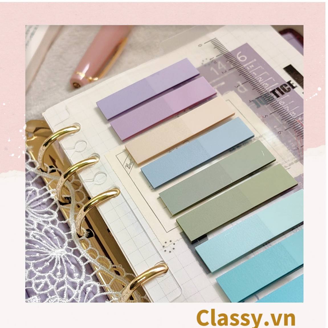 Tệp giấy note ghi nhớ hoạt hình  màu pastel dễ thương tiện dụng; kích thước 4,6 * 1,5cm