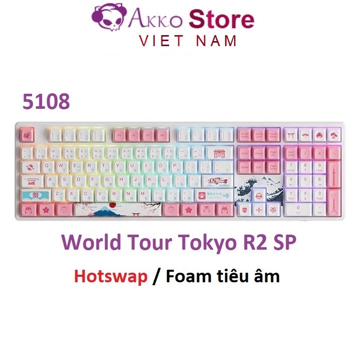 Bàn phím cơ AKKO 5108 World Tour Tokyo R2 SP (Hotswap / Foam tiêu âm / AKKO CS Jelly sw)